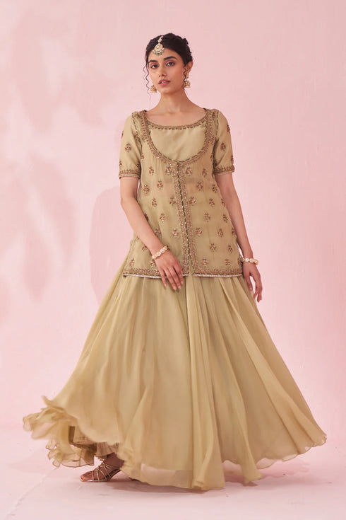 Gulmohar Green Lehenga Set