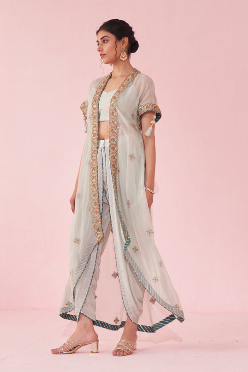 Gohar Pale Blue Cape Set