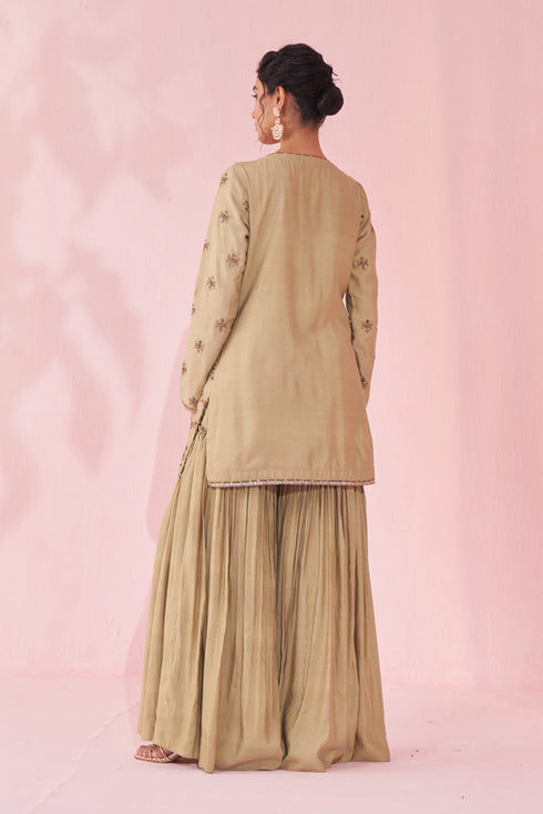 Gazal Green Sharara Set