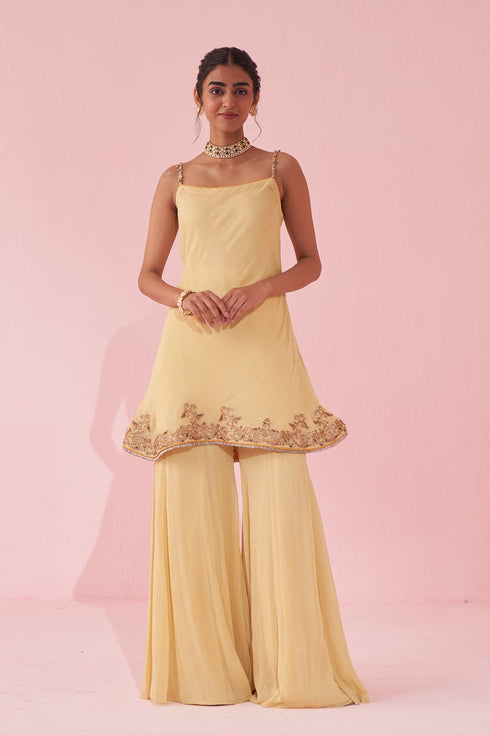 Genda Yellow Sharara Set