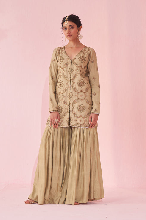 Gazal Green Sharara Set