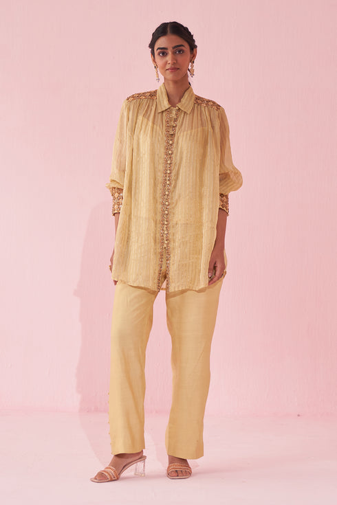 Gina Yellow Shirt Pant Set