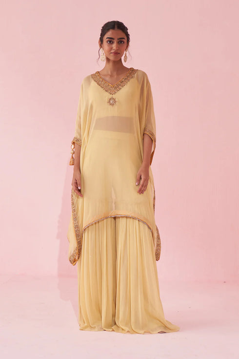 Gulbagh Yellow Kaftan Set