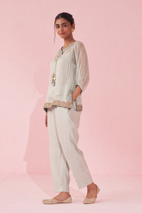 Gajara Pale Blue Shirt Pant Set