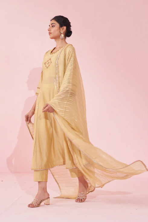 Gaura Yellow Anarkali Set