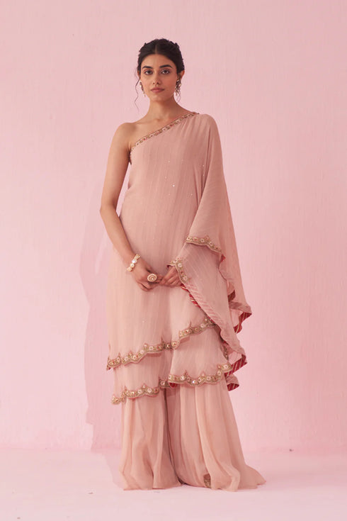Gulbano Blush Pink Sharara Set
