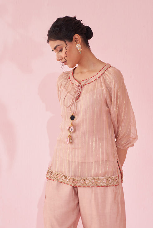 Gajara Blush Pink Shirt Pant Set