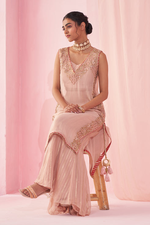 Geetika Blush Pink Sharara Set