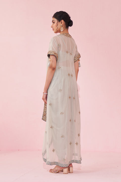 Gohar Pale Blue Cape Set