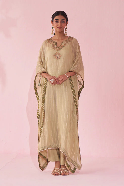 Gulzaar Green Kaftan Set