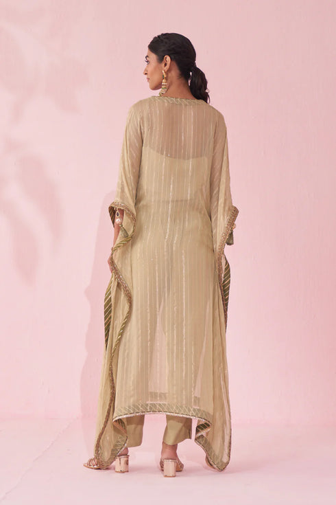 Gulzaar Green Kaftan Set