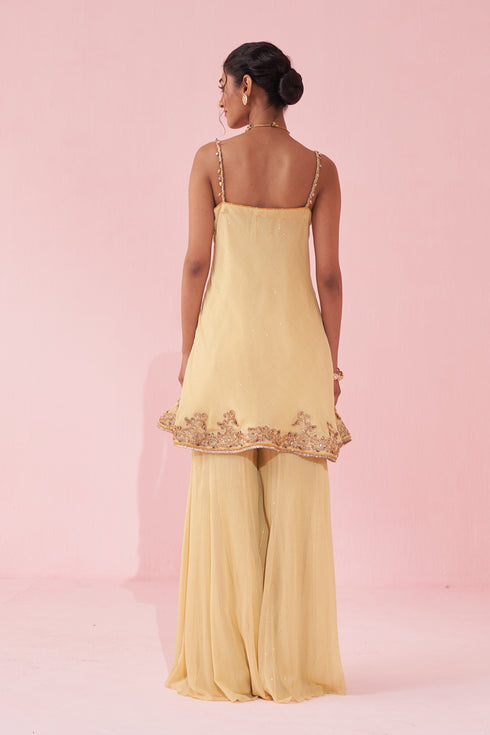 Genda Yellow Sharara Set