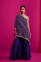 Bandhani One Shoulder Asymmetrical Kurta With Sharara Pants