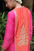 Pink Kurta Set With Orange Panel Detailing