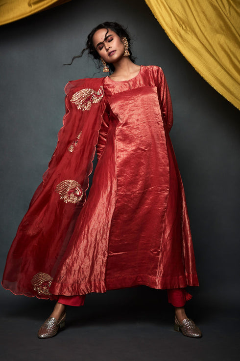 Stripe Zari Kurta Set