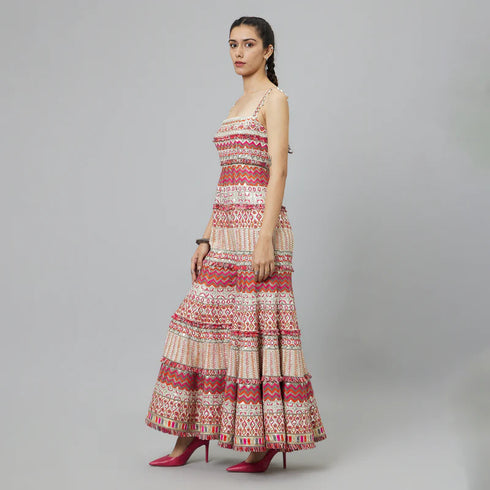 Ivory Multi Hued Bell Bottom Jumpsuit