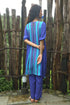 Electric Blue Chinon Chiffon Striped Embroidered Co-Ord Set