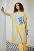 Printed Yellow Linen Kurta Set