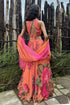Orange & Pink Organza Floral Lehenga Set