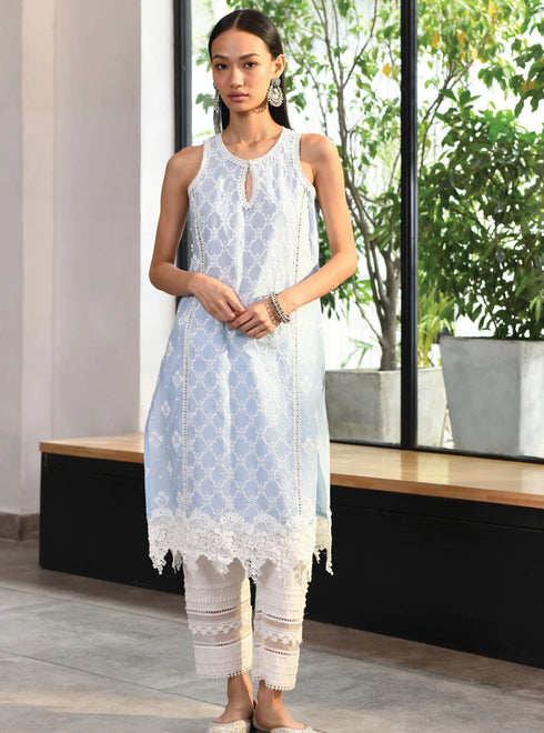 Newry Kurta with Multi Lace Slim Pants