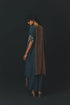 Navy Blue Crepe Textured Tunic Set