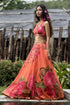 Orange & Pink Organza Floral Lehenga Set