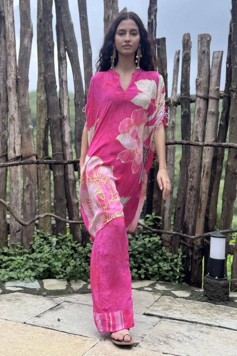 Pink Crepe Hand Embroidered Co-Ord Set