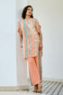 Printed Peach Linen Kurta Set
