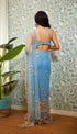 Time For You : Ice Blue Embellished Net Saree Set