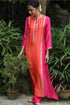 Pink Kurta Set With Orange Panel Detailing