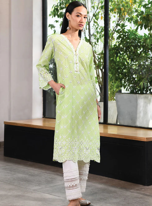 Perth Kurta with Multi Lace Slim Pants