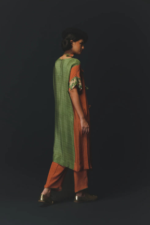 Green Crepe Textured Tunic Set