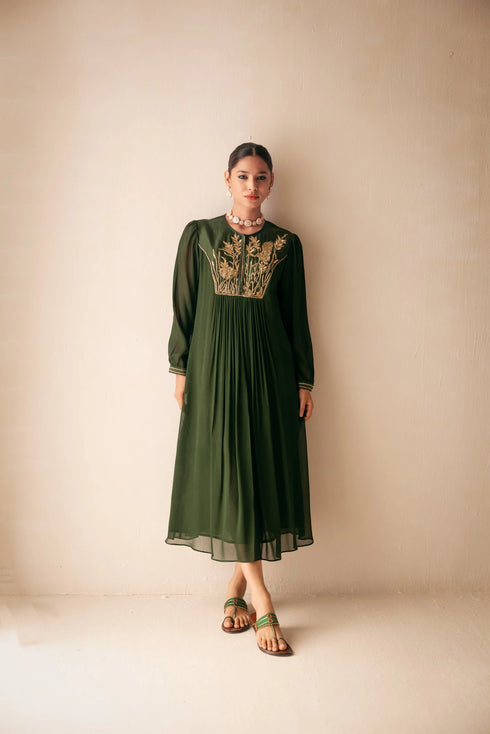 Green Georgette Dress