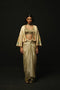 Beige Linen Satin Draped Skirt Set