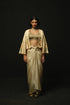 Beige Linen Satin Draped Skirt Set