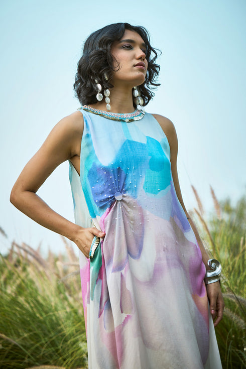 Flowy Blue & off white Radient Dress