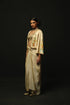 Beige Linen Satin Draped Skirt Set