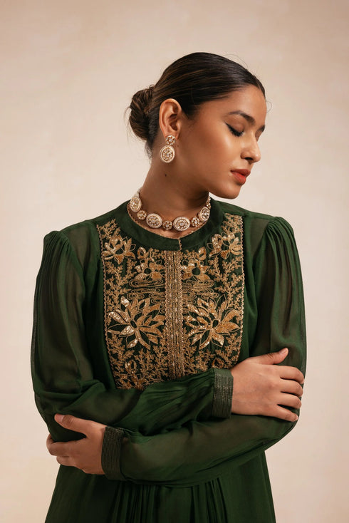 Green Georgette Dress