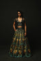 Charcoal Linen Satin Jacket Lehenga Set