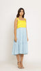 Yellow-Ice Blue Midi Dress