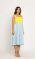 Yellow-Ice Blue Midi Dress