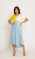 Yellow-Ice Blue Midi Dress