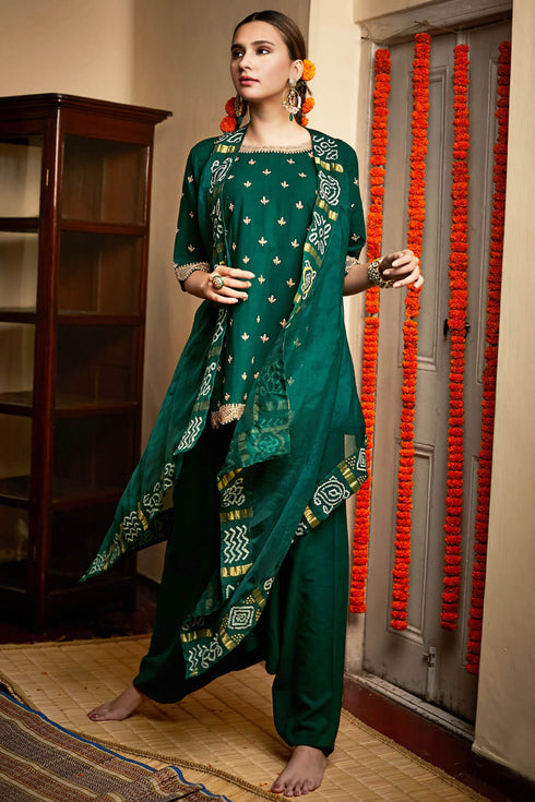 Harrom Set With Organza Cape With Gharchola And Embroidery Detailing