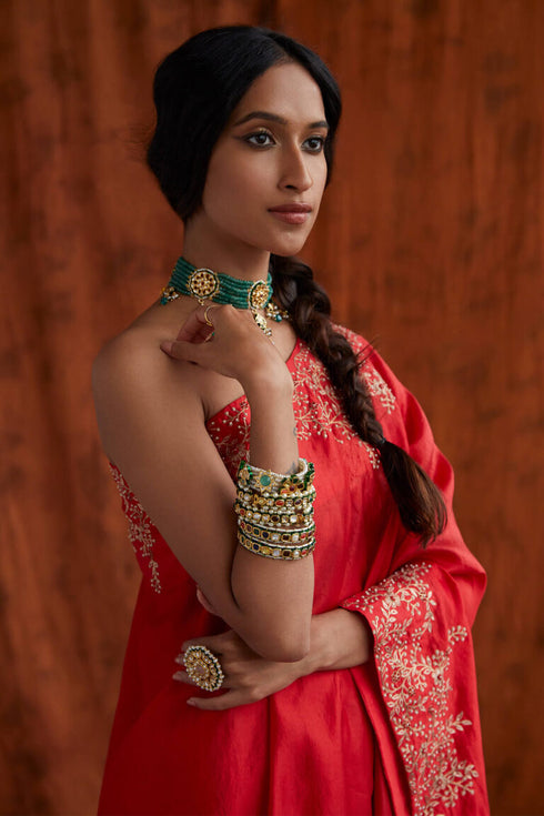 One Shoulder Cape And Sharara Set