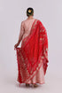 Peach Tissue Anarkali With Heavy Bandhni Dupatta