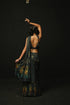 Charcoal Gajji Satin & Chiffon Pre-Draped Saree Set