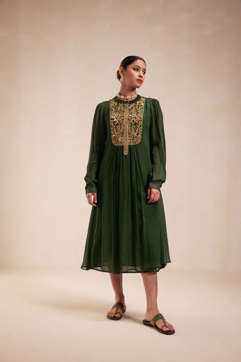 Green Georgette Dress