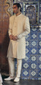 Beige Gold Nawabi Style Open Jacket Set