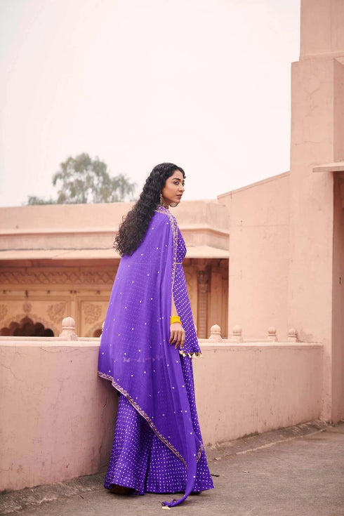 Bandhni Cross Yoke Gharara