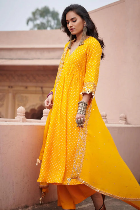 Bandhni Cross Yoke Suit